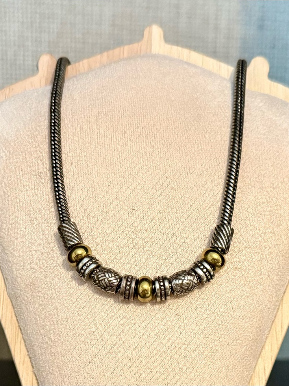 Brighton Two Toned Barrel Linked Necklace